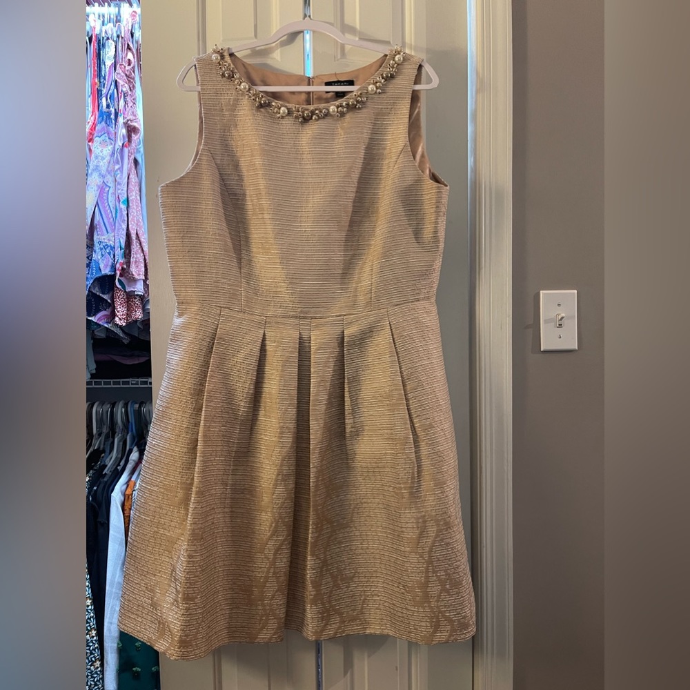 Tahari women’s dress with beaded detail